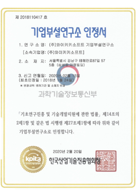 Corporate Research Institute Certificate