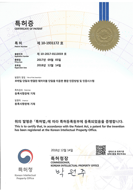 Patent: Mobile Wearable Integrated Authentication System